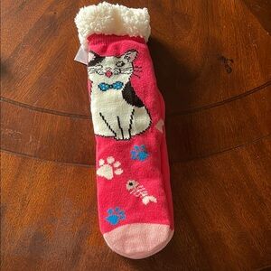 Cozy Cat-Themed Pink Socks